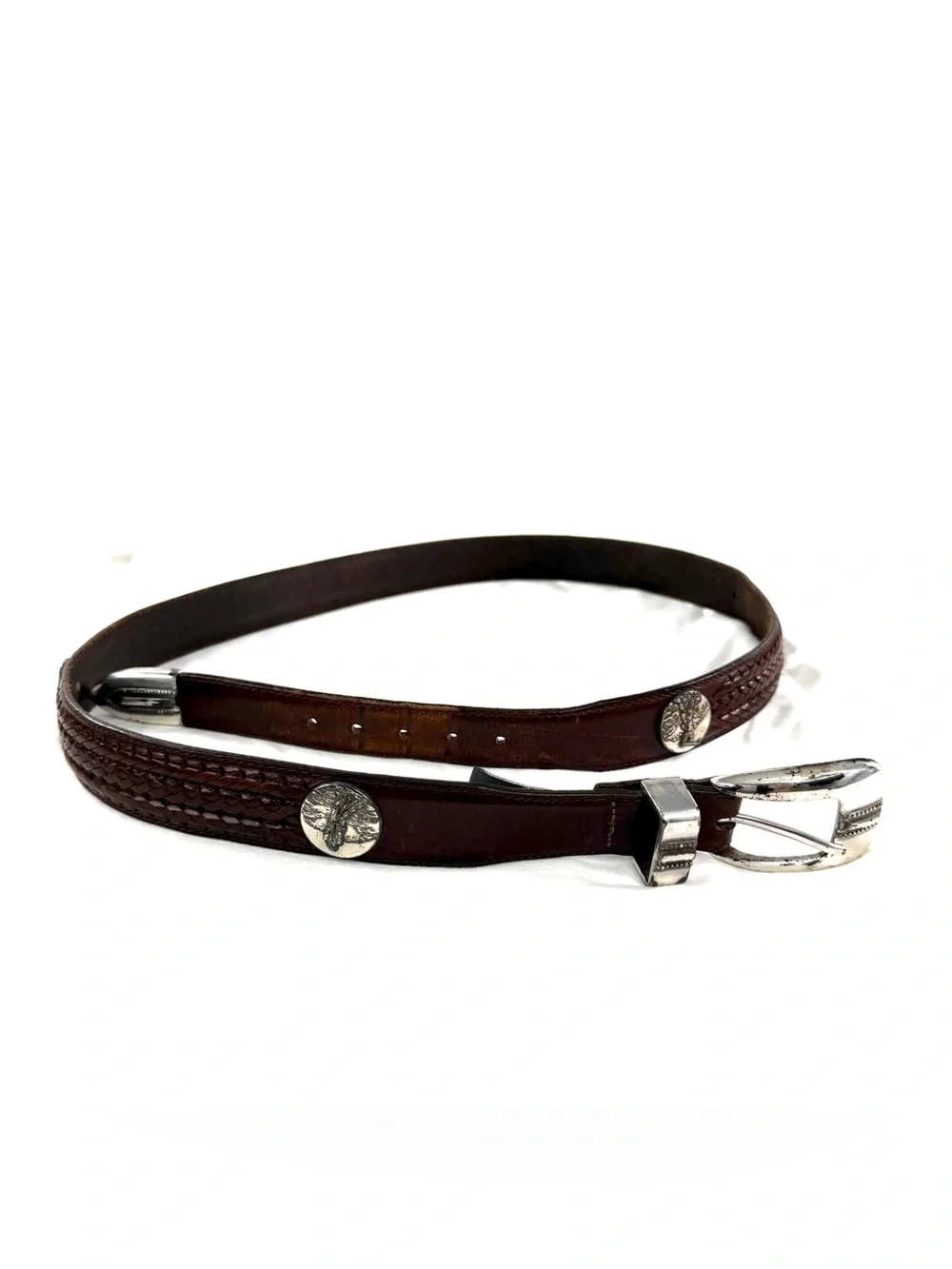 Vintage 2 Onyx Brighton Men Size 42 Black Brown Leather Belt Golf 1998 Y2K